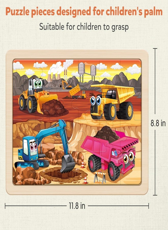 SYNARRY Large Wooden Construction Vehicle Puzzles for Toddlers 3-5, 24 Piece Monster Truck Puzzles for Kids Ages 4-6, Construction Toys for 3 4 Year Old, Kids Toys Gifts for 3 4 5 Year Old Boys Girls - Image 5